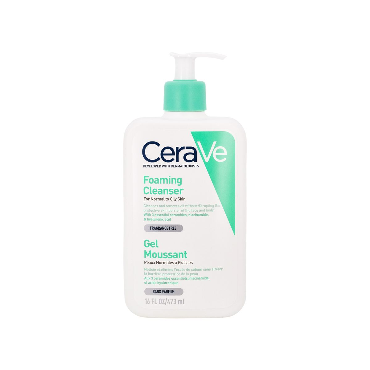 CeraVe 清爽泡沫洁肤露473ml面部清洁正常肌肤温和男女士通用进口