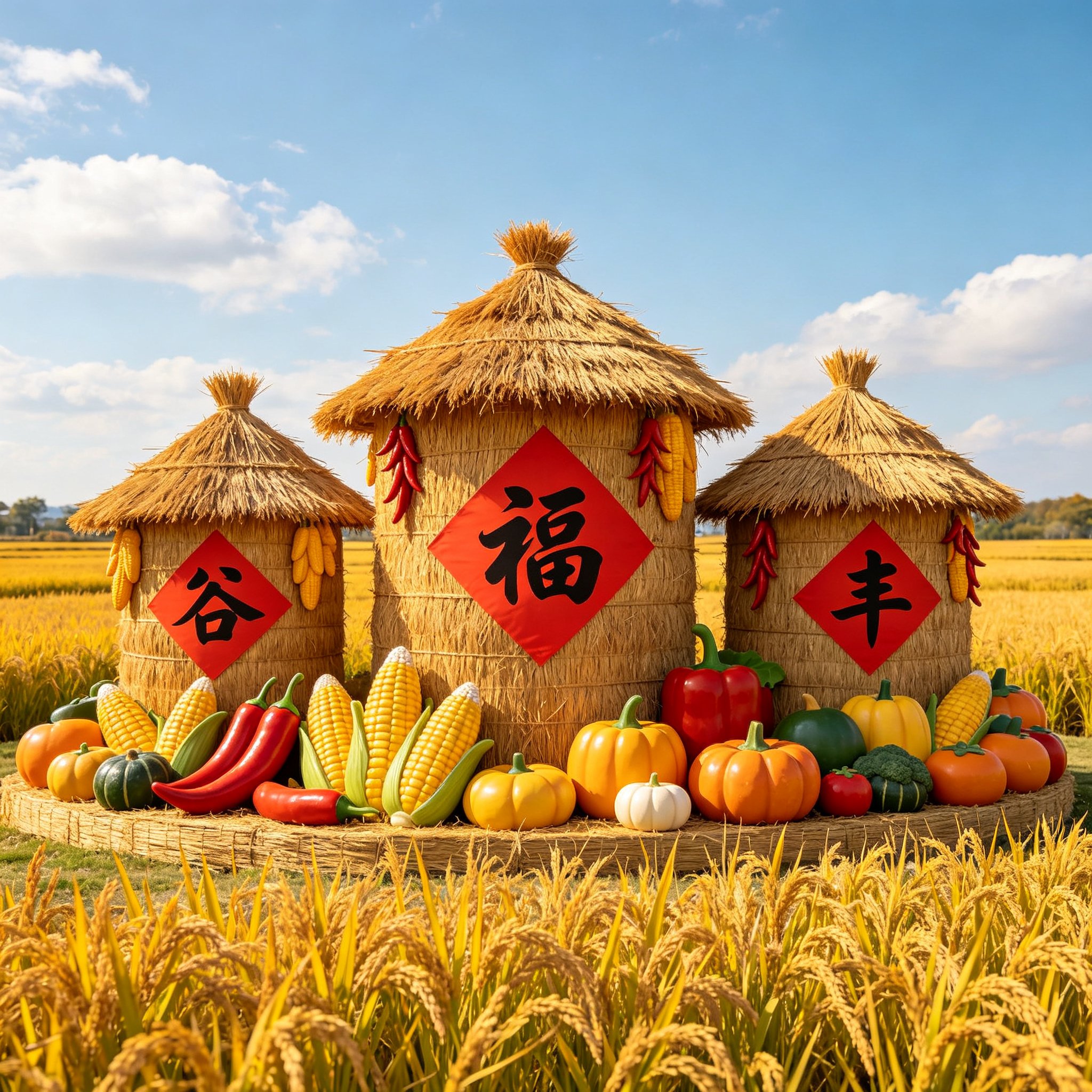 稻草工艺品制作稻草人农耕手工编商业美陈/装饰