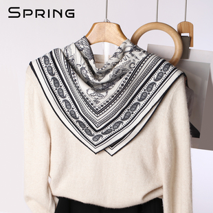 真丝羊毛丝巾围巾薄款妈妈款小方巾护颈女士2026新款高端高级轻奢