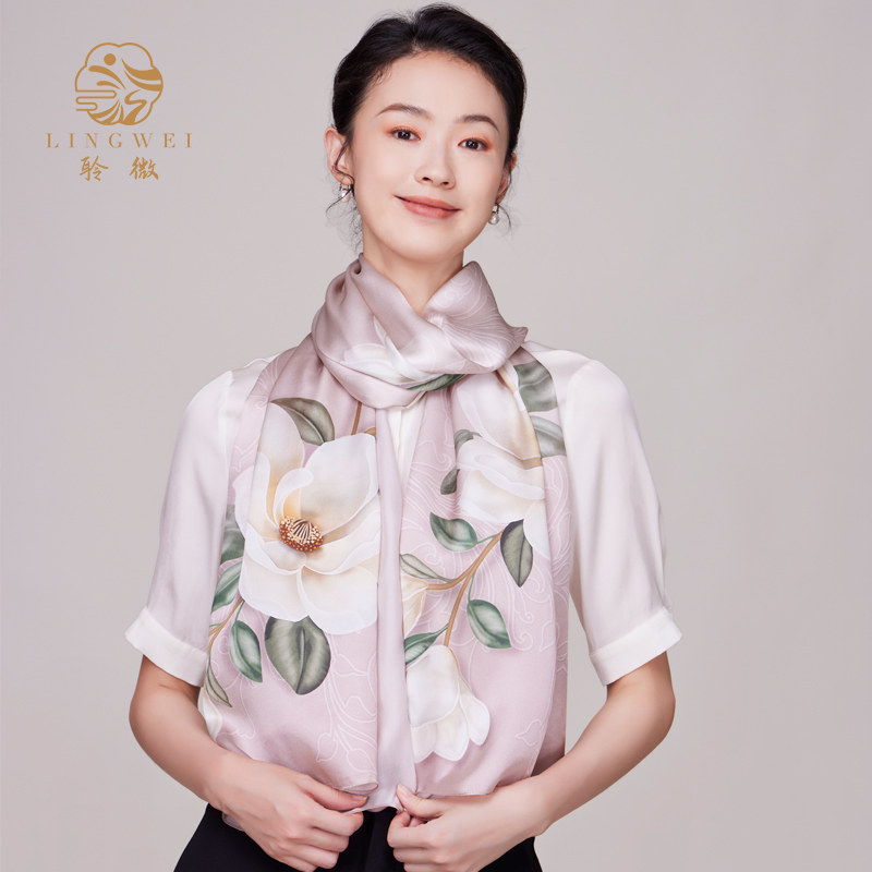 聆微伴手礼妈妈中式披肩围巾高端真丝丝巾女2025新款苏州丝绸礼盒