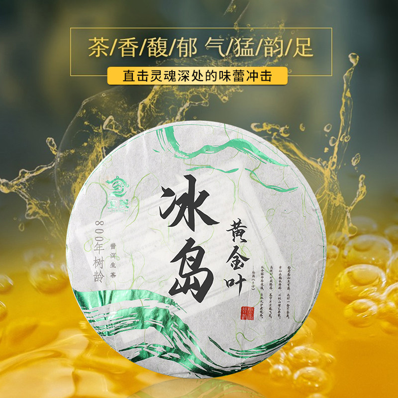冰岛黄金叶普洱茶生茶饼正宗云南陈年古树老生茶正品茶叶旗舰店