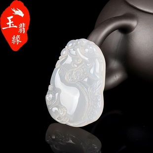 青峰玉业玉器白玉髓钱袋猴子吊坠 十二生肖猴子 冰种玉髓代代封候