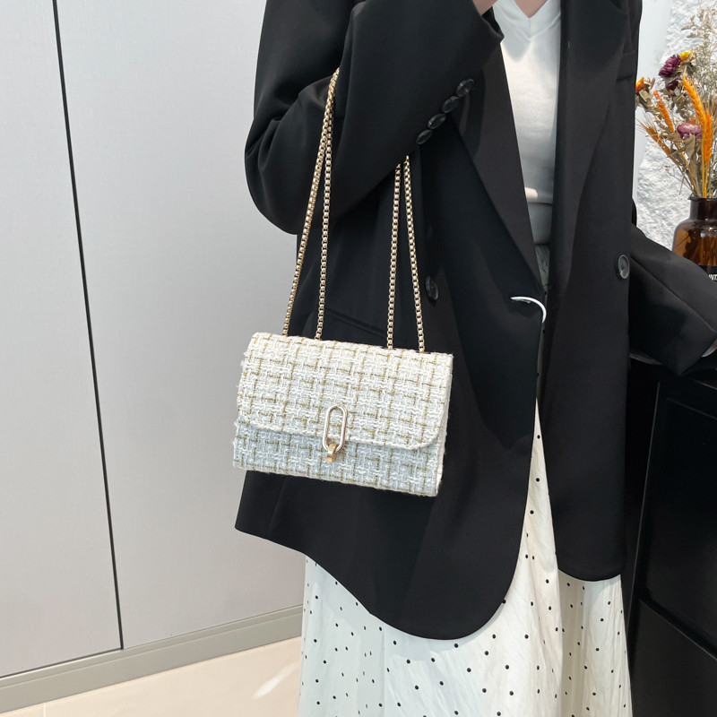 呢子小香风链条小方包包女2025新款潮高级感单肩腋下包洋气斜挎包