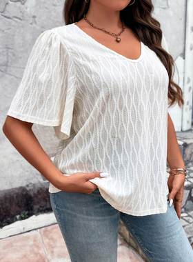 2023 Summer casual t shirt V-neck loose oversized women tops