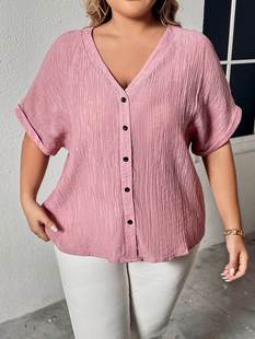 Oversized Button 39;s Blouses Women& Summer Plus Shirt Size