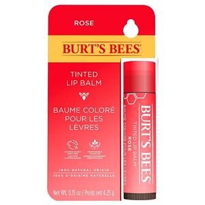 BURT'S BEES有色润唇膏玫瑰色100%天然色调柔和哑光椰子香味