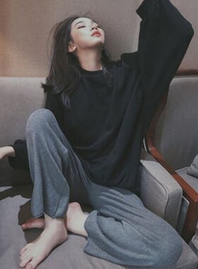 英国RMXJ 春秋季睡衣女长袖长裤秋外穿加厚韩版外穿休闲家居服