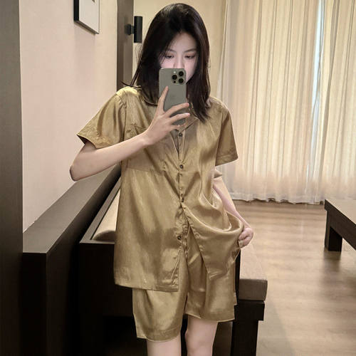 英国RMXJ 丝绸睡衣女款夏2026新款高级感短袖短裤缎面家居服套装