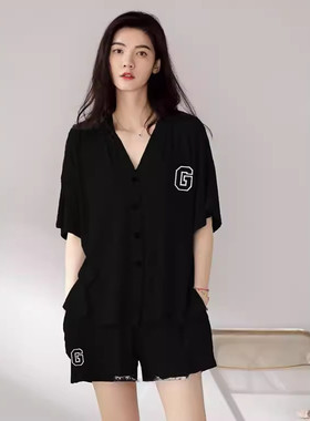 英国RMXJ 莫代尔睡衣女夏季短袖薄款性感时尚夏可外穿家居服套装