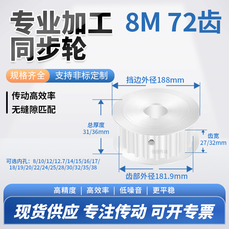 同步轮8M72齿宽27/32内孔810124151617189铝微型调节导向同步带轮 五金/工具 带轮 原图主图