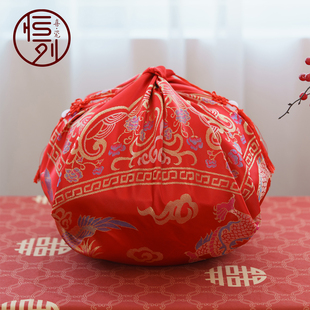恒列陪嫁包袱皮大号红色娘家嫁妆红色喜盆龙凤包裹布婚庆用品大全