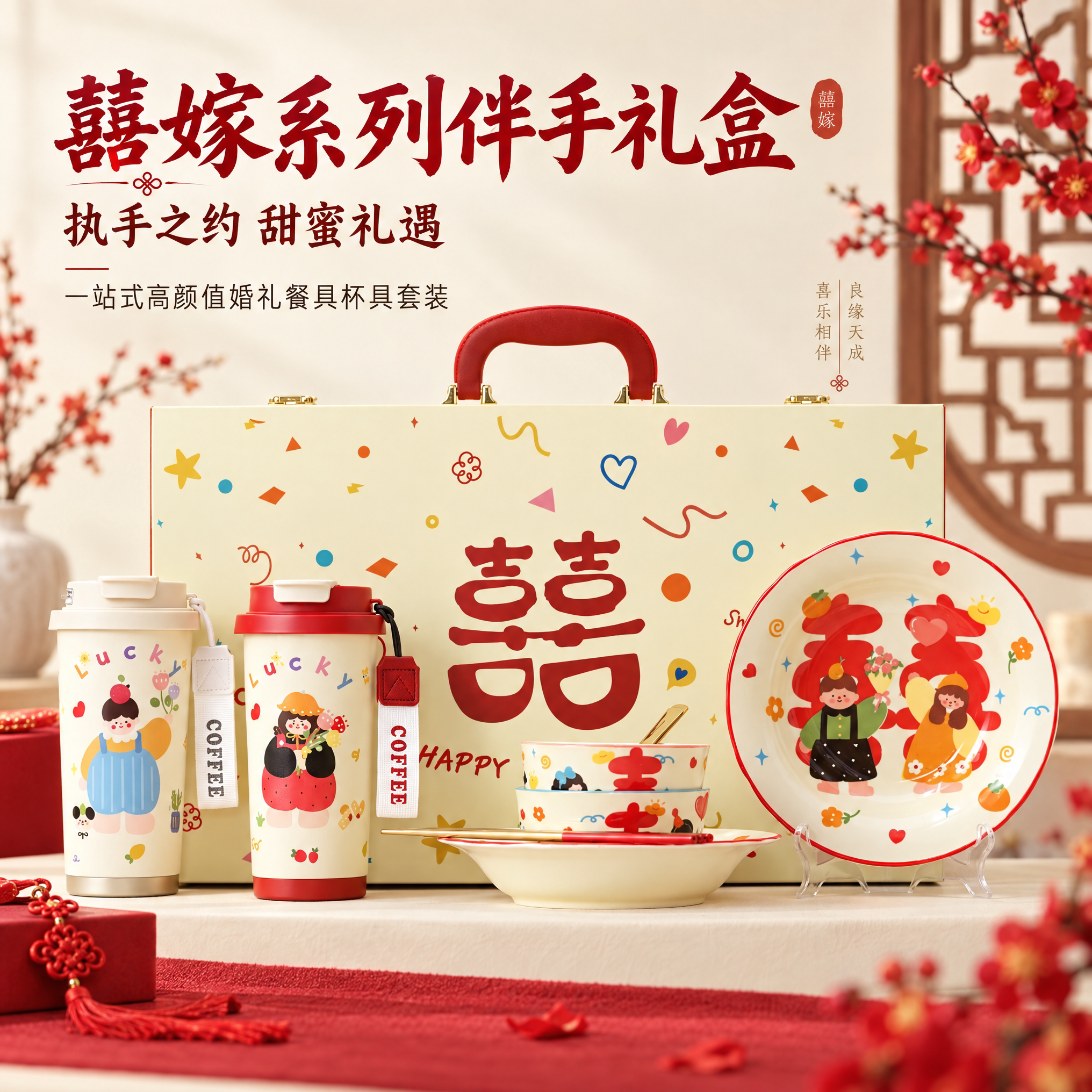 结婚餐具保温杯新婚礼物送新人