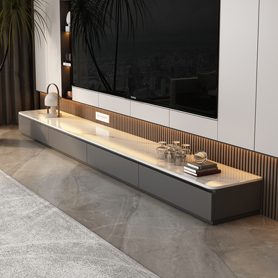 圆角简约现代电视柜岩板小户型客厅落地实木2025新款客厅家用地柜