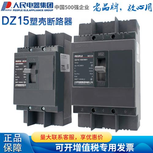 塑料外壳式断路器DZ15-40 100/290 390空气开关单相三相