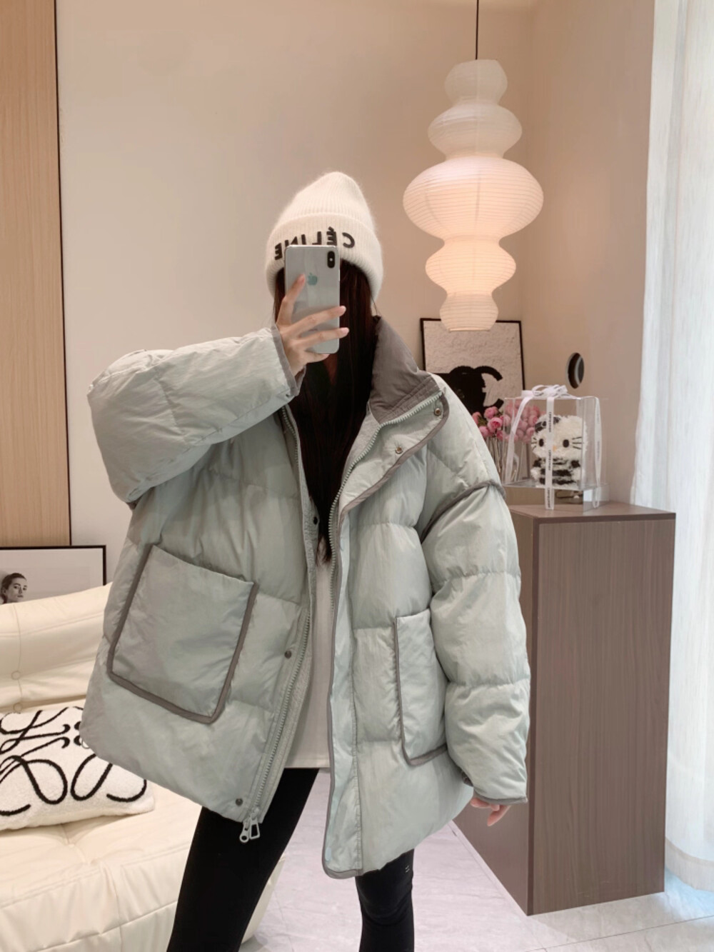2025特价少量“软绵绵蛋糕”空气感面料宽松立领保暖羽绒服外套