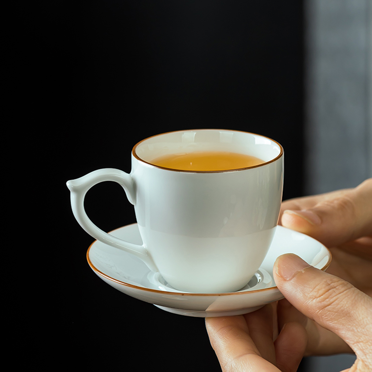 陶瓷带把防烫小茶杯复古咖啡杯