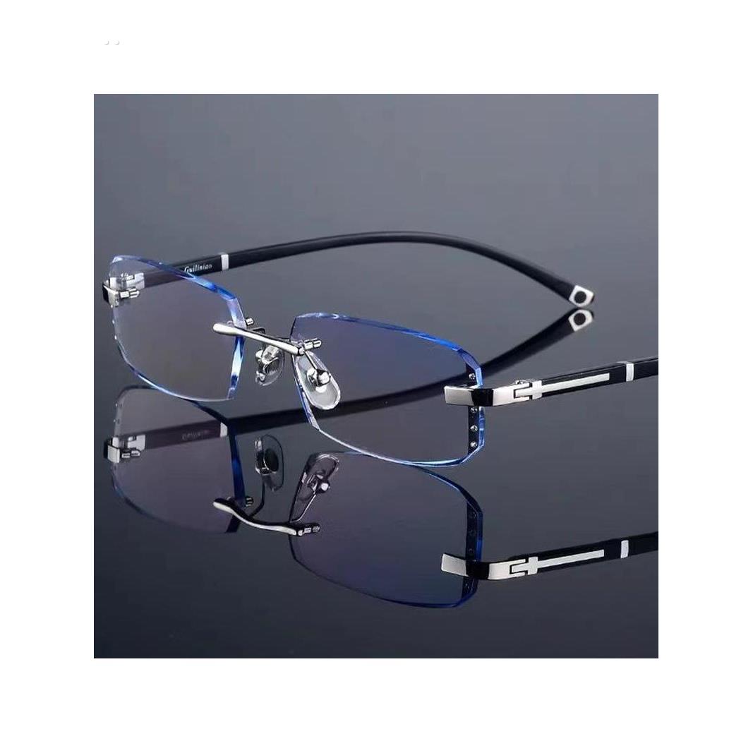 防蓝光辐射眼镜男上班电脑护目看手机钻石切边平光镜无框眼镜