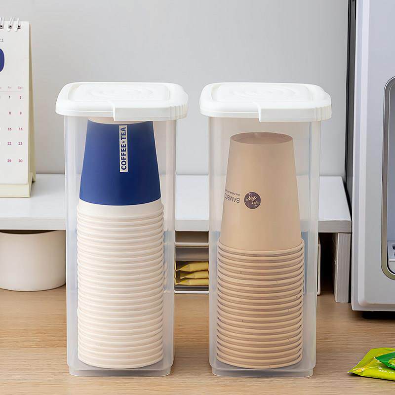 一次性杯子收纳盒桌面防尘置物架放纸杯取杯器航空杯塑料杯存放盒