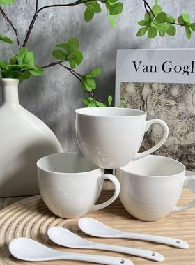 耐高温纯白色陶瓷带把小茶杯子防烫功夫茶杯家用办公酒店茶具小杯