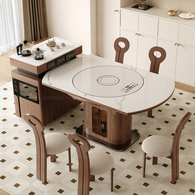 政府补贴座家智能岛台餐桌一体家用法式小户型带暖菜转盘实木圆桌,住宅家具,岛台餐桌,淘宝优惠券,粉丝福利购,淘宝优惠卷