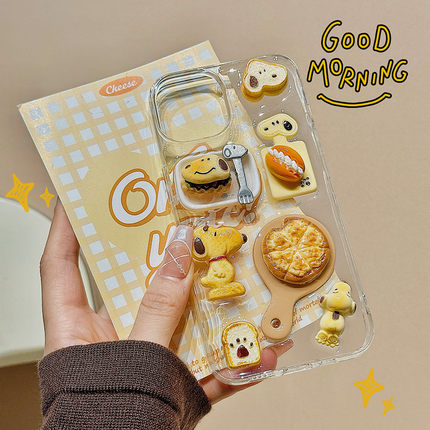 可爱创意立体披萨史努比适用oppoReno12/11pro手机壳reno10/9/8/7se软壳RENO5K/4SE/3PRO/ACE2滴胶6pro保护套