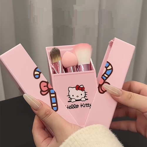 hellokitty便携式化妆刷收纳女生卡通化妆刷盒带镜片出差旅行装备