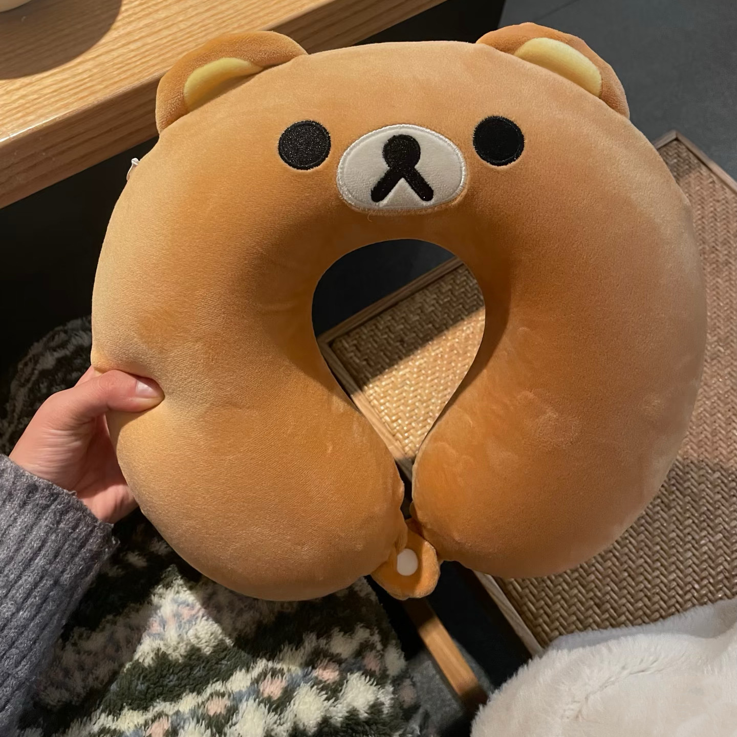 轻松熊u型枕脖子旅行便携记忆棉护颈椎护脖枕可爱长途坐车枕头U形