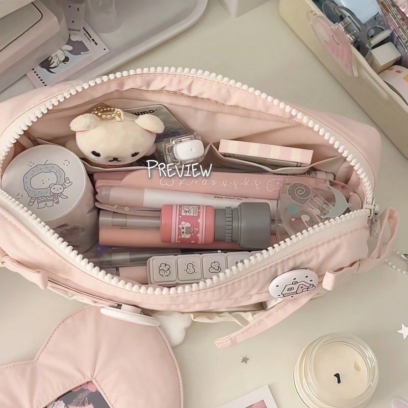 奶呼呼软软云朵吐司笔袋笔盒大容量ins简约小众防水高颜值文具盒