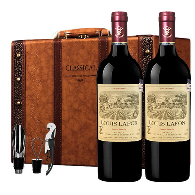 路易拉菲LOUIS LAFON法国原瓶进口干红葡萄酒红酒双支礼盒装送礼