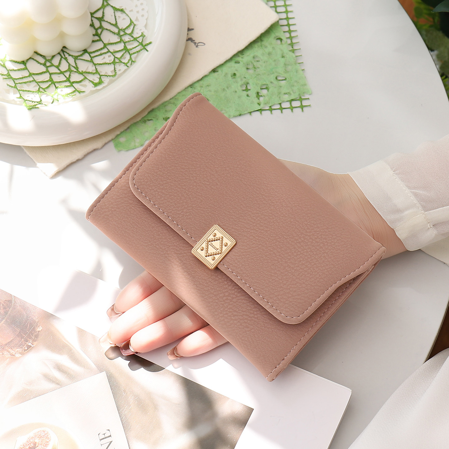 极简高级中长款钱包女2026新款便携钱包卡包二合一学生简约零钱包