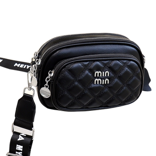 包包女斜挎2025新款菱格通勤百搭宽肩带多层大容量高级休闲单肩包