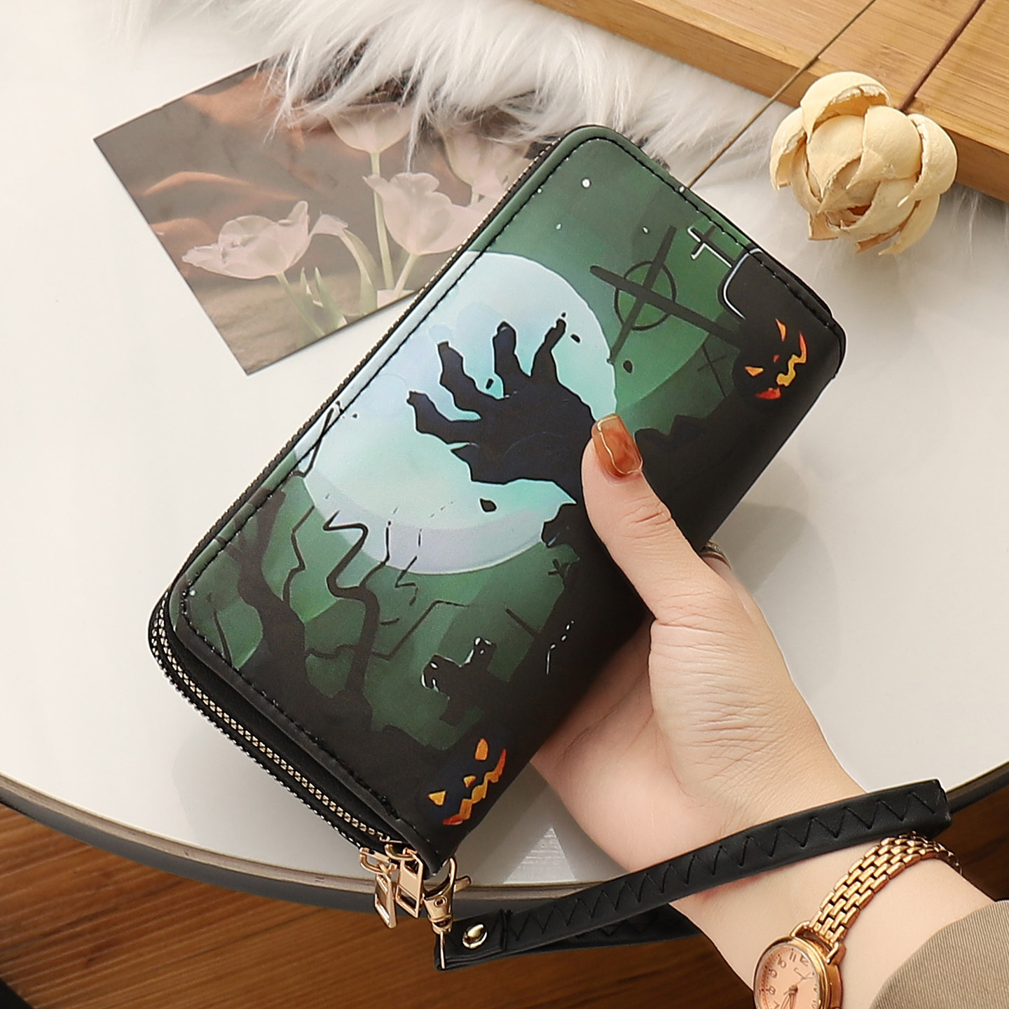 双拉链长款钱包2025新款潮酷搞怪印花钱夹卡包一体大容量零钱包,箱包皮具/热销女包/男包,钱包,淘宝优惠券,粉丝福利购,淘宝优惠卷