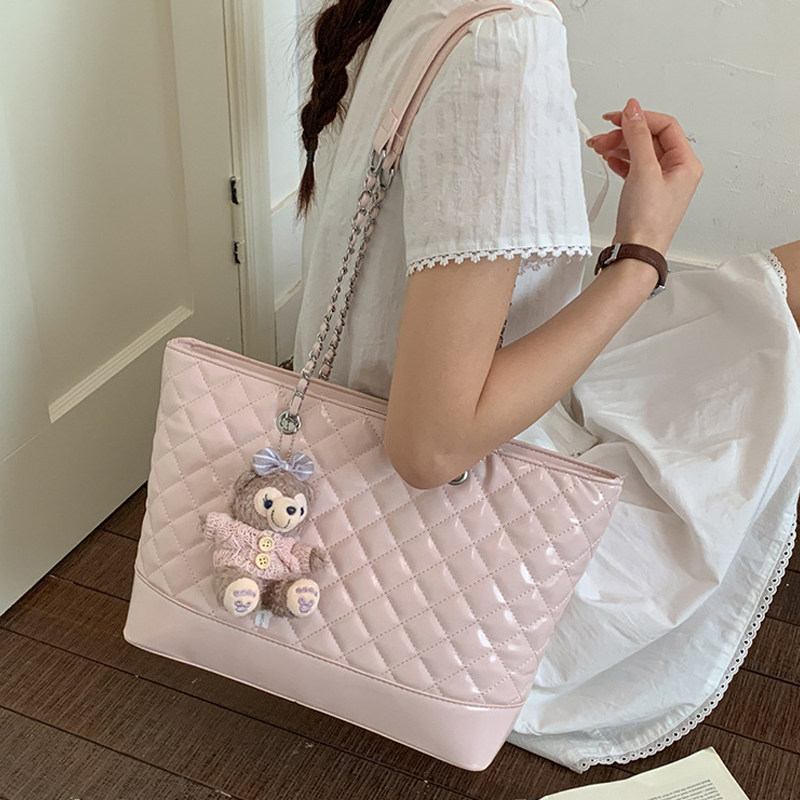 韩系小香风菱格托特包女2026春夏新款大容量通勤轻奢质感单肩包