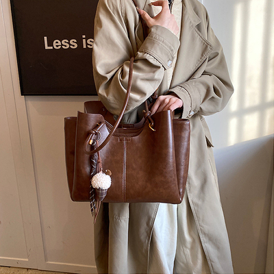 新款大容量单肩三折叠托特女包