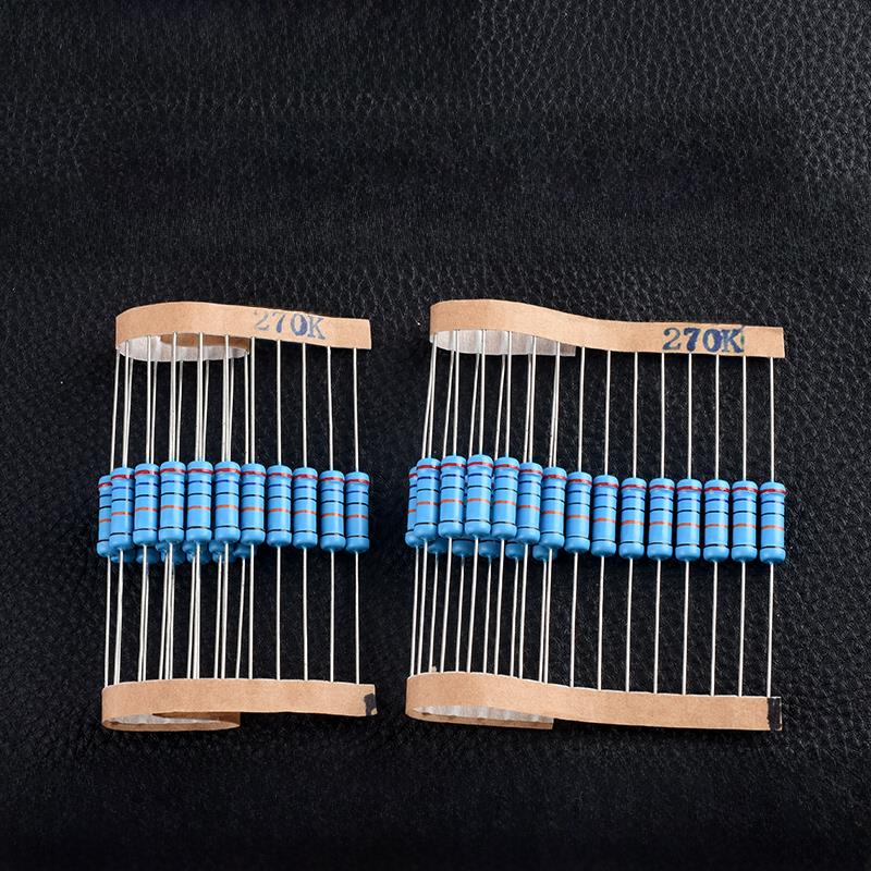 2W金属薄膜电阻元件1%色环1K2K10K100K47K470 10欧姆100/120欧姆m