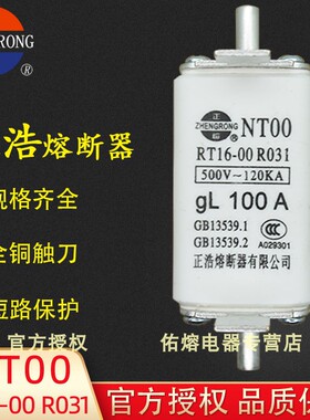 正熔正浩熔断器NT00 RT16-00 gL50A63A80A100A125A160 500V~120KA