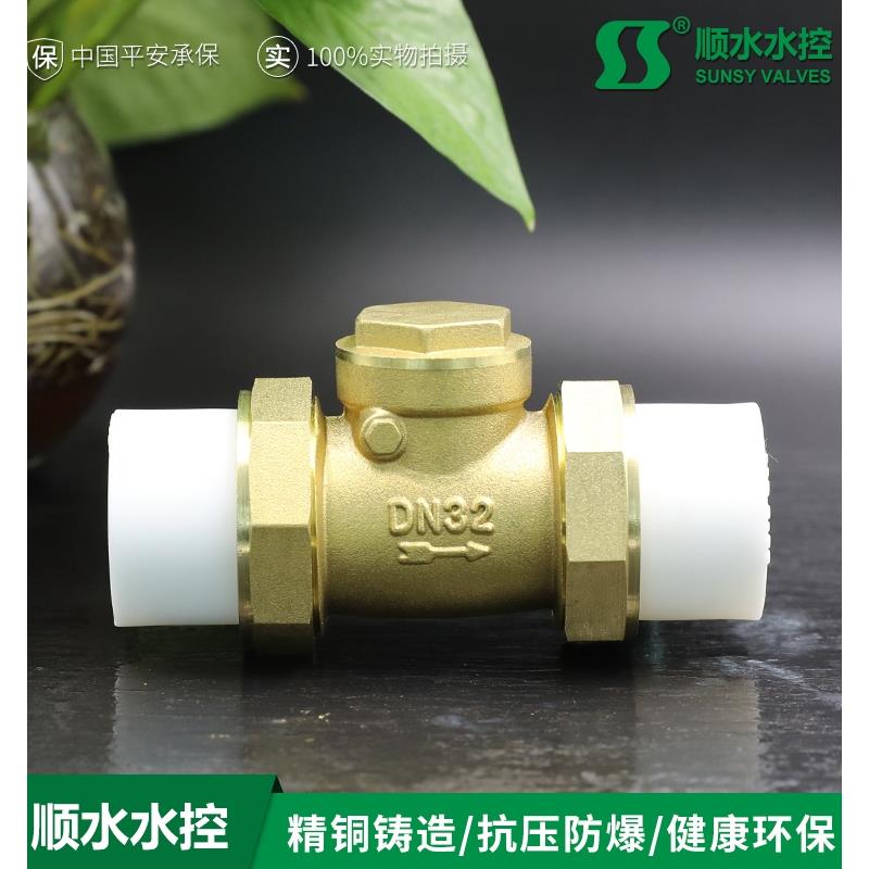 热熔活接卧式PPR黄铜止回阀返止水逆流自来水管4分6分1寸工厂直销