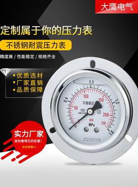 不锈钢抗冲击压力表Yn60Ztbf背接油压空气压力水压2点4点M14*1.5