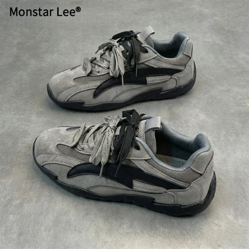 Monstar lee德训男鞋春季休闲老钱风赛车鞋软底运动跑步防滑厚底