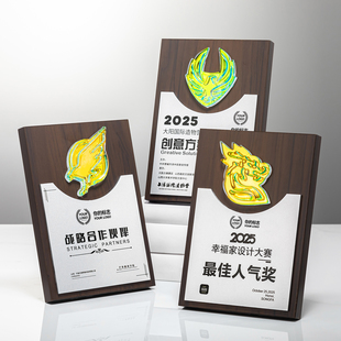 创意炫彩奖牌定制定做木质铜牌授权牌高档授牌荣誉感谢牌匾订制