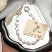 网红汽车钥匙扣手机挂绳手腕带异形珍珠手机壳链条串珠手机链绳子