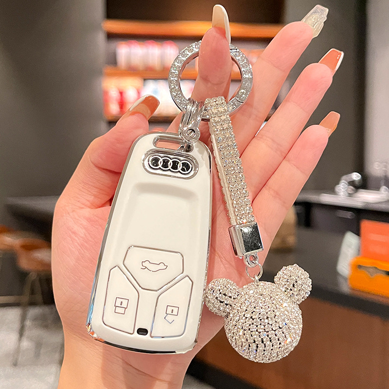 适用奥迪A4LTPU全包钥匙套满钻A