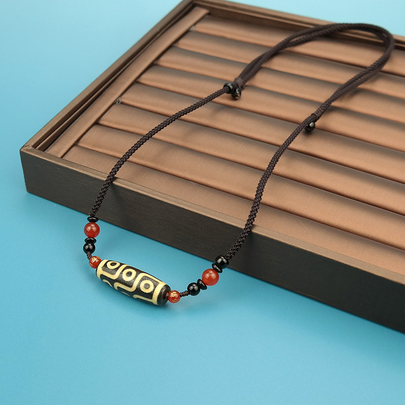 天珠天然西藏真品三眼高级竖穿单颗横穿虎牙八眼九眼男项链三眼