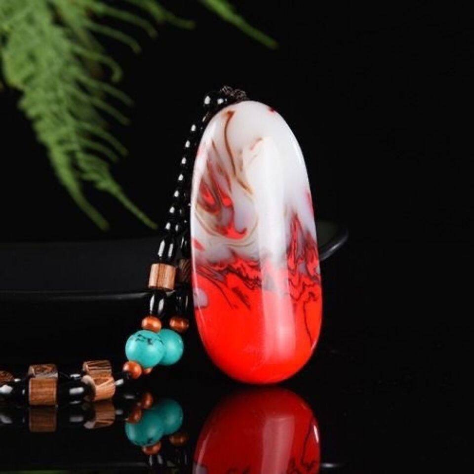 天然和田色手把件男款鸡血石玉白玉手把羊脂白玉籽料原石手玩件