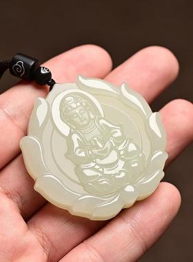 新疆和田玉观音牌吊坠男士