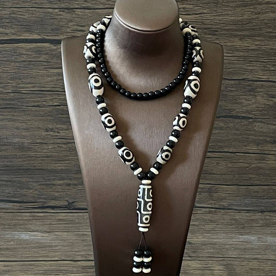 天珠玛瑙项链藏式三九眼吊坠复古毛衣链民族风佛珠时尚男女款挂件