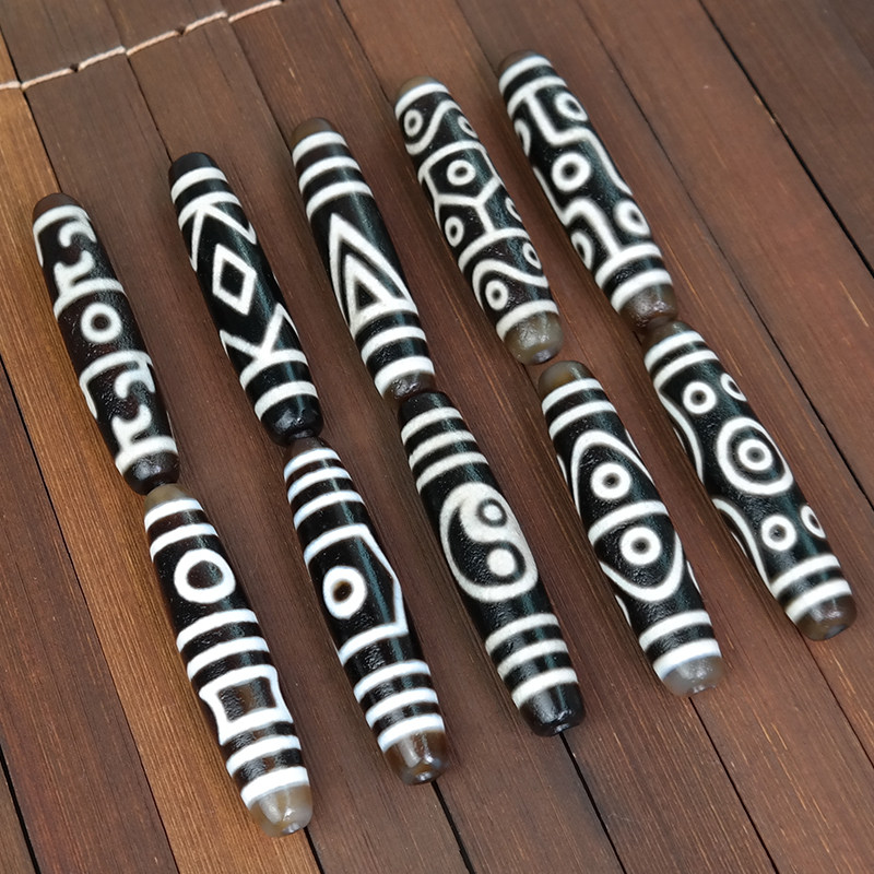 天珠天然西藏真品三眼高级竖穿单颗横穿十二眼八眼九眼男项链六眼