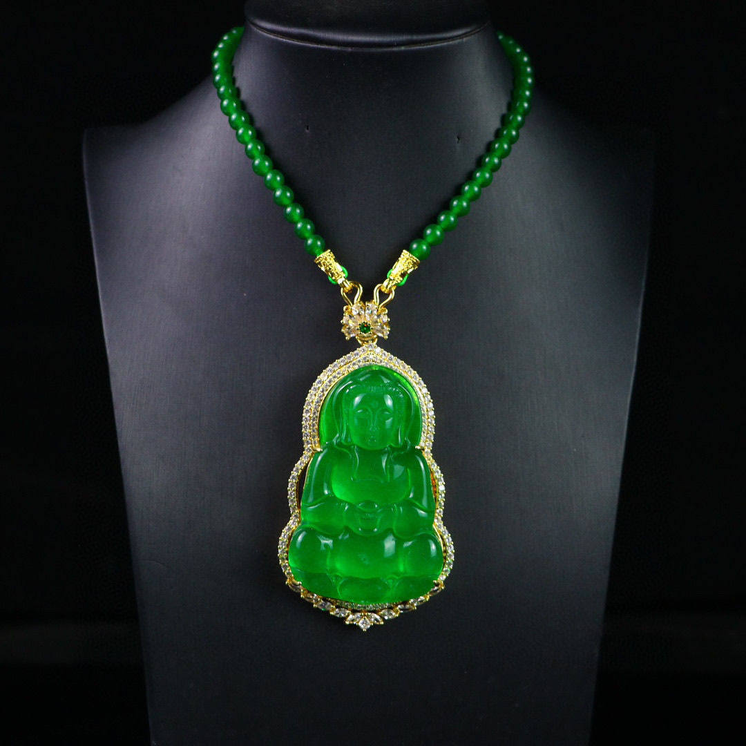 完美高冰精工镶嵌【观音牌】精美饰品送链子送盒子文玩饰品