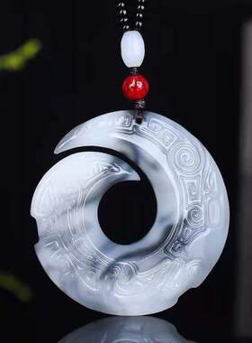 和田玉烟青男女招财转运平安扣