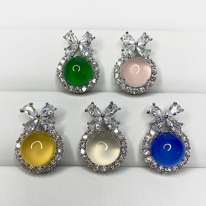 天然冰种吊坠女款翡翠色项链子挂件福袋水晶玉镶嵌绿玛瑙挂坠